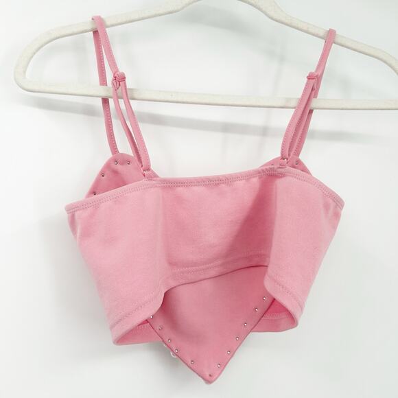 Shein Womens Girly Valentines Day Pearl‎ Beaded Heart Cami Crop Top Size XS Pink - Picture 7 of 7